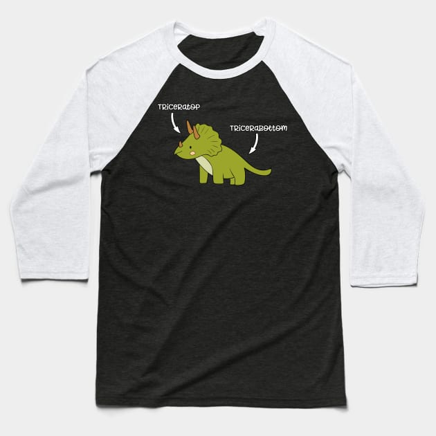 Triceratops Tricerabottom Dinosaur Funny Baseball T-Shirt by underheaven